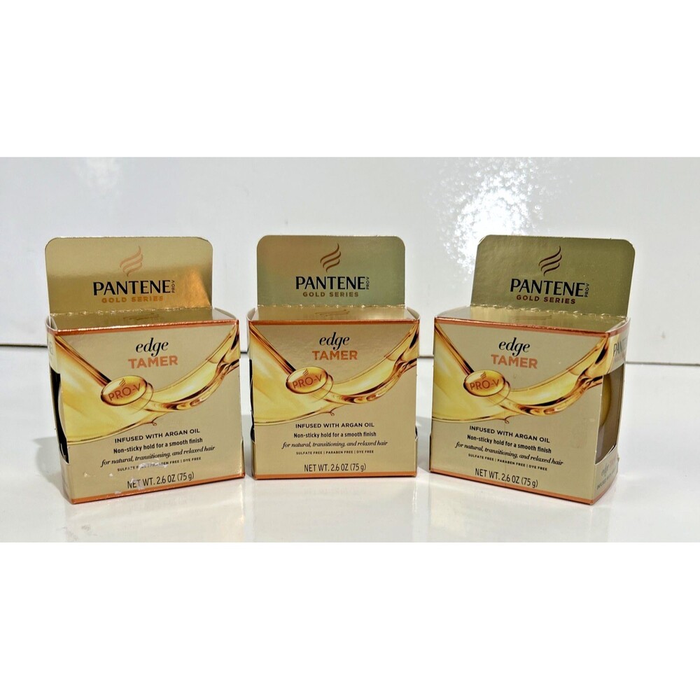 3 Pantene Pro-V Edge Tamer Gold Series For Natural Relaxed Hair Argan Oil 2.6 oz